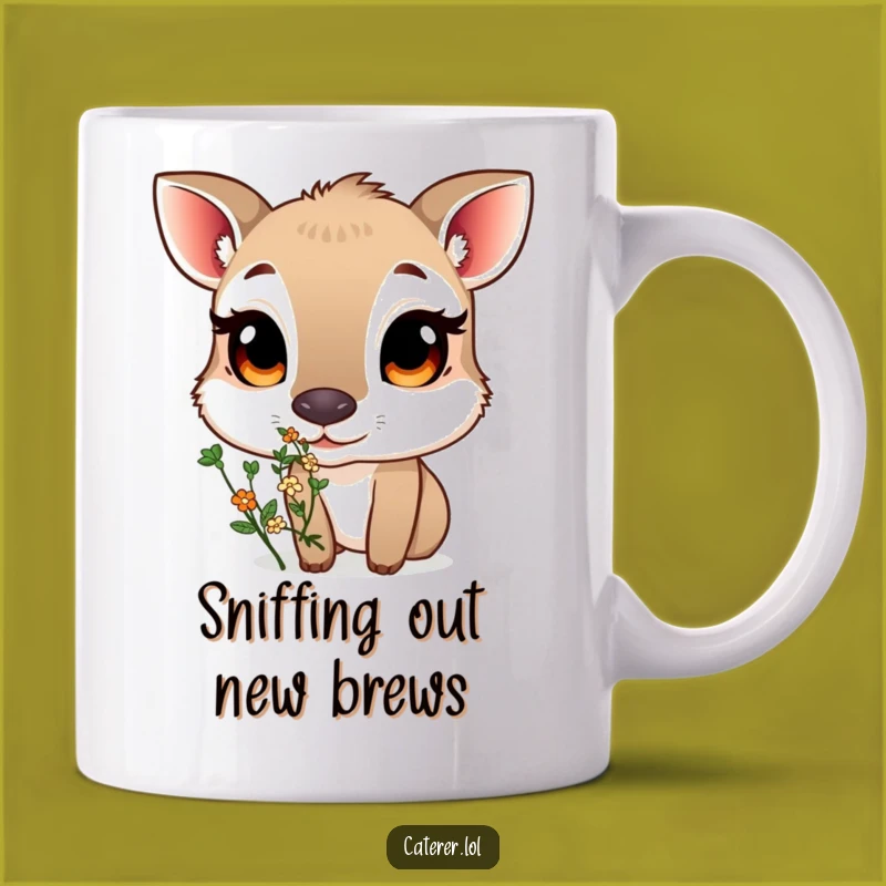 Funny Curious Animal Mug: Sniffing Herbs, Perfect Gift for Nature Lovers