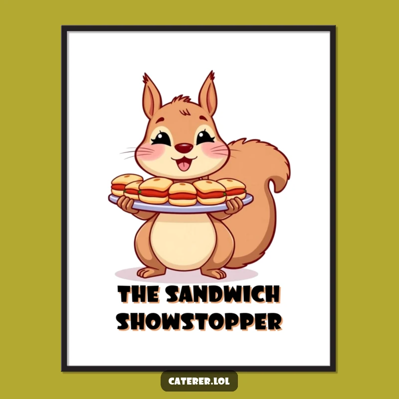 Funny Squirrel Sandwich Digital Art: Cheerful Host Printable, Hilarious Snack Gift