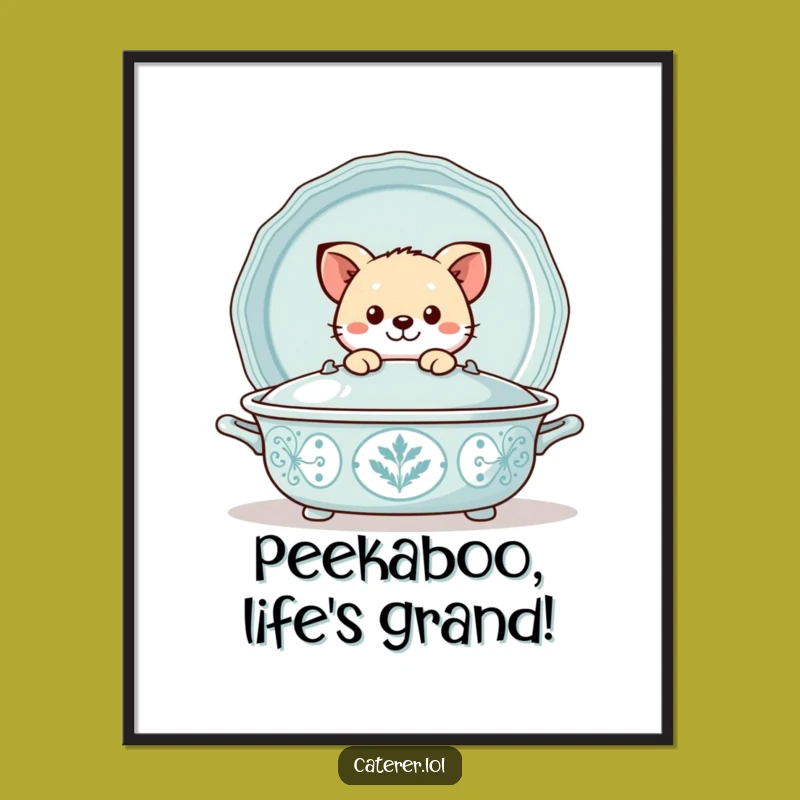 Funny Free Printable Wall Art: Playful Tray Peeker Animal, Quirky Downloadable Decor Gift