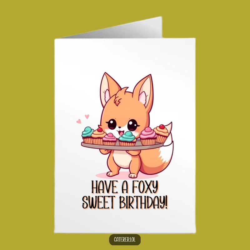 Funny Free Printable Birthday Card: Cupcake Fox Sprite - Sweet Downloadable Gift!