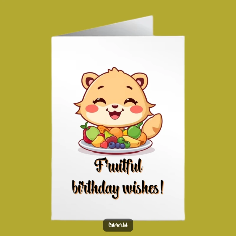 Funny Free Printable Birthday Card: Grinning Fruit Arranger Animal, Laughable Downloadable Gift