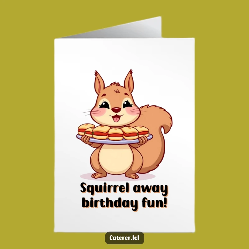 Free Printable Birthday Card: Squirrel Host, Sandwich Platter, Instant Download