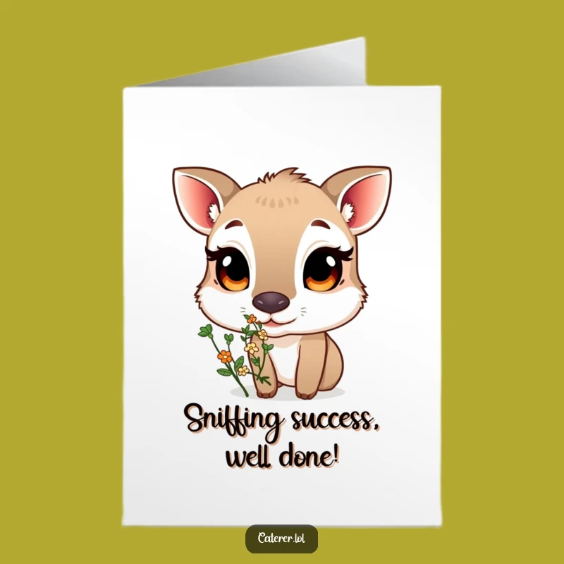 Congrats Free Printable Card: Curious Herb Sniffer Animal, Unique Downloadable Achievement Gift