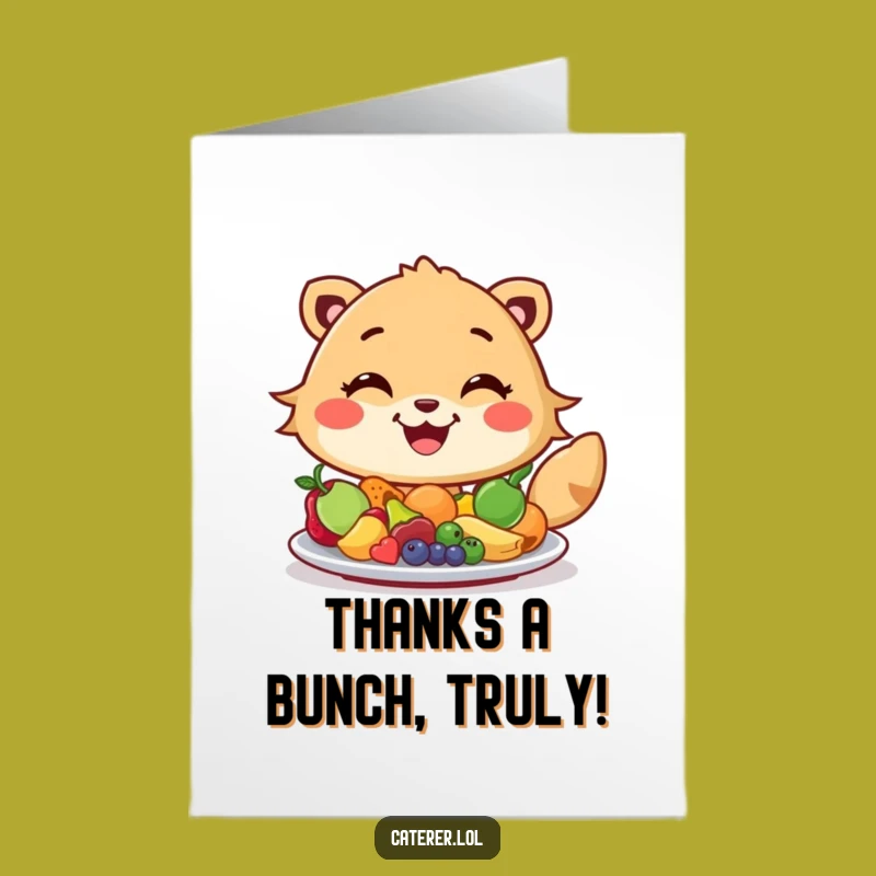 Thanks Free Printable Card: Grinning Fruit Arranger Animal, Heartfelt Humorous Downloadable Gift