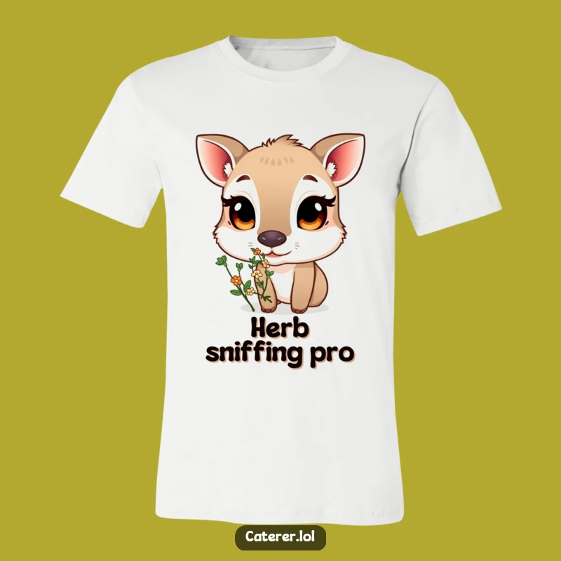 Funny Curious Animal T-Shirt: Sniffing Herbs, A Whimsical Nature Design