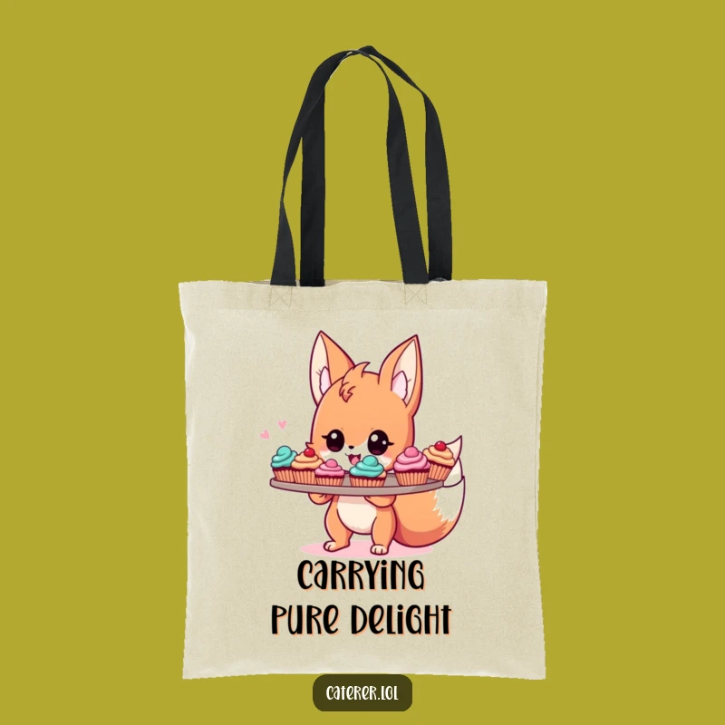 Funny Fox Baker Tote Bag: Energetic Sprite with Cupcakes, Practical & Charming